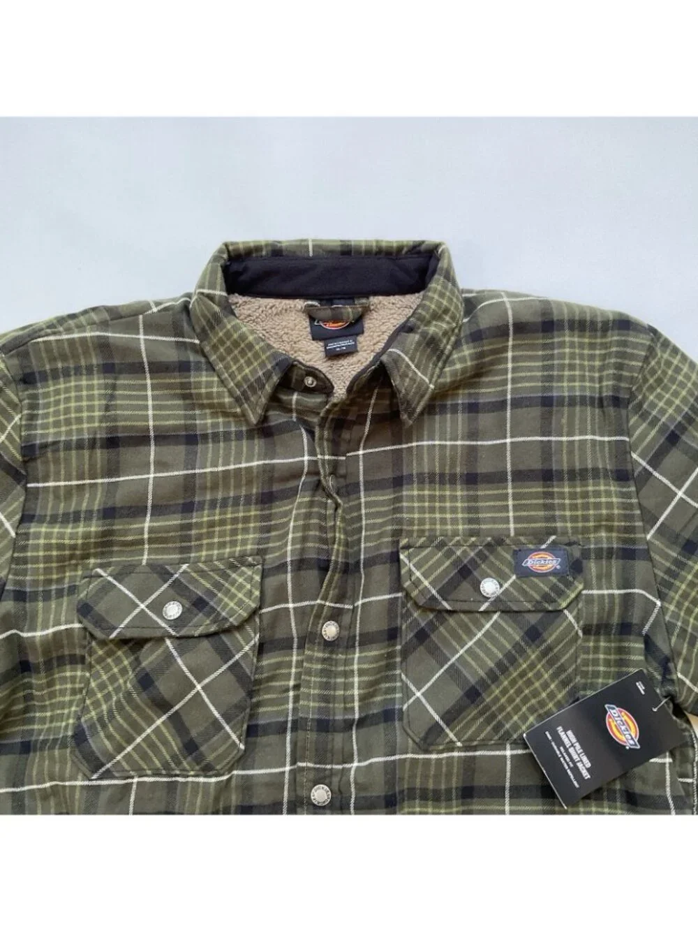 Dickies Men’s Sherpa Lining Flannel Shirt Jacket Relax Fit W/Repellent Size 3XL